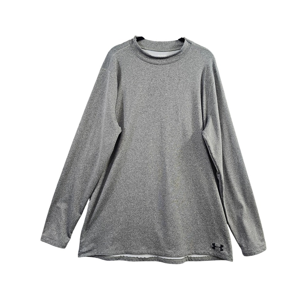 Under Armour ColdGear Shirt Mens XXL Grey Heathered Mock Neck Fitted Long Sleeve